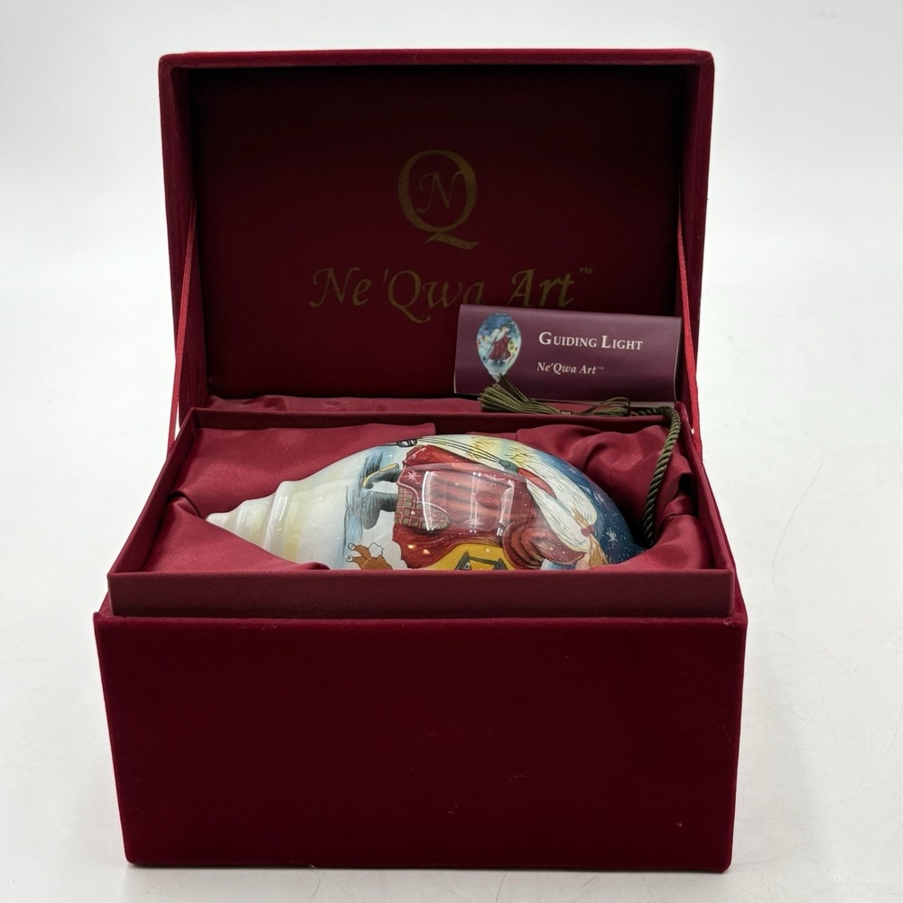 Ne'Qwa Art Susan Winget Angel Hand‎ Painted Glass Ornament Guiding Light Boxed